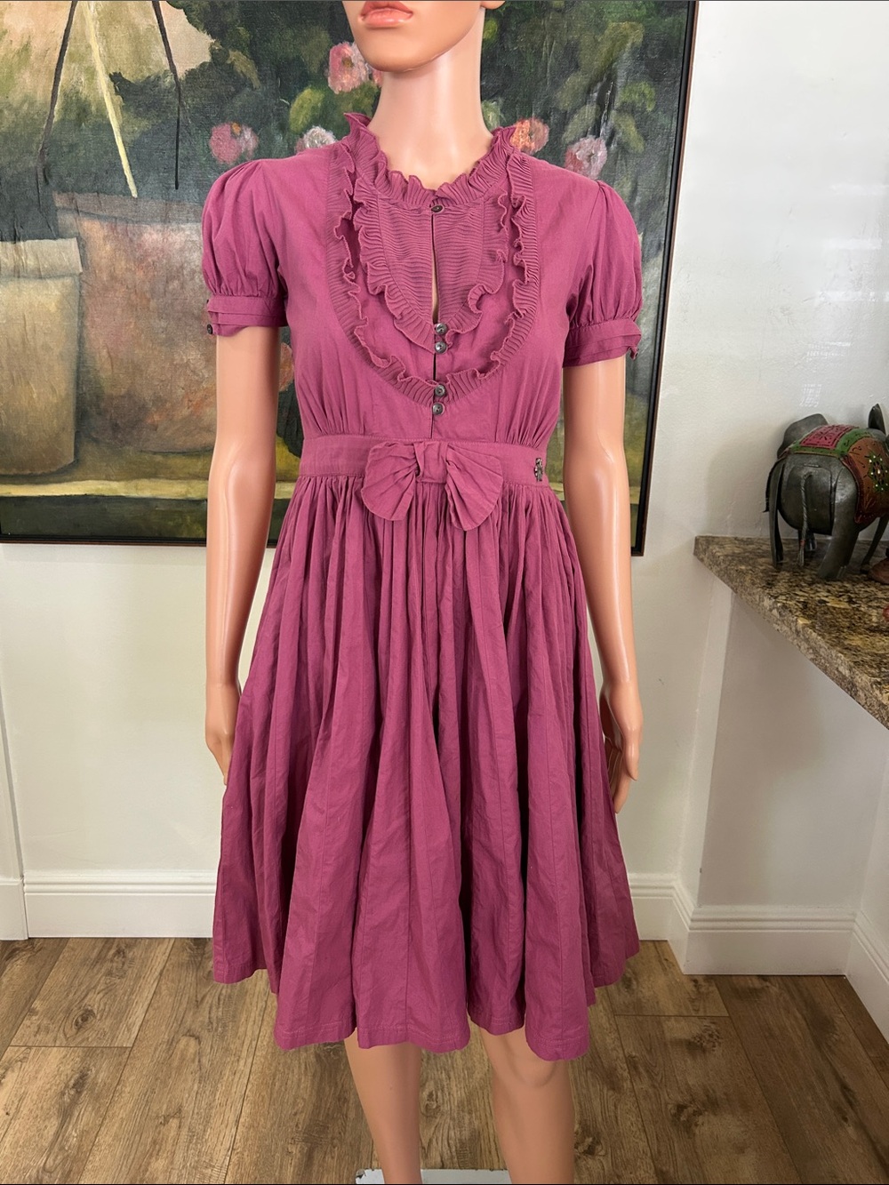 Galliano vintage raspberry pink cotton dress